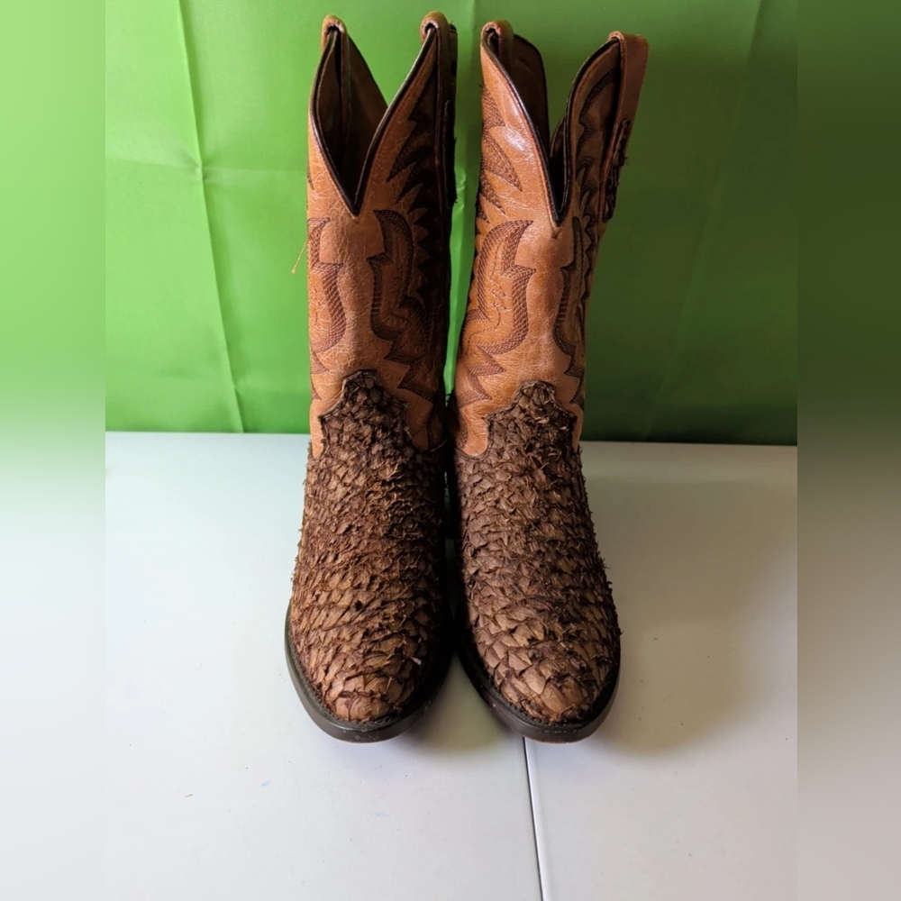 Dan Post Cowboy Boots Western Leather dorsal sea bass Men Size 8 D Style 283 - Picture 3 of 8